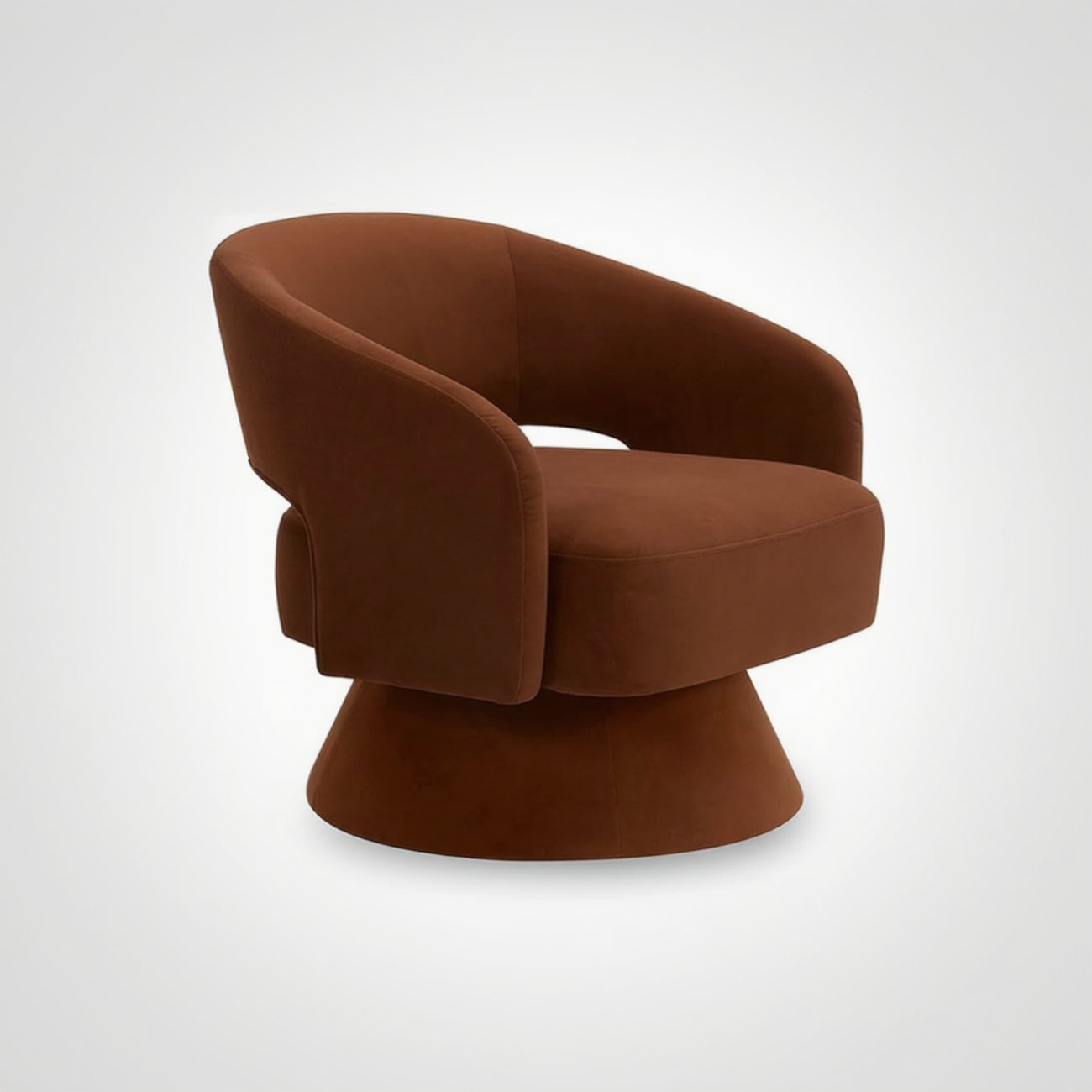 Zoervyn Swivel Rust Red Velvet Lounge Chair