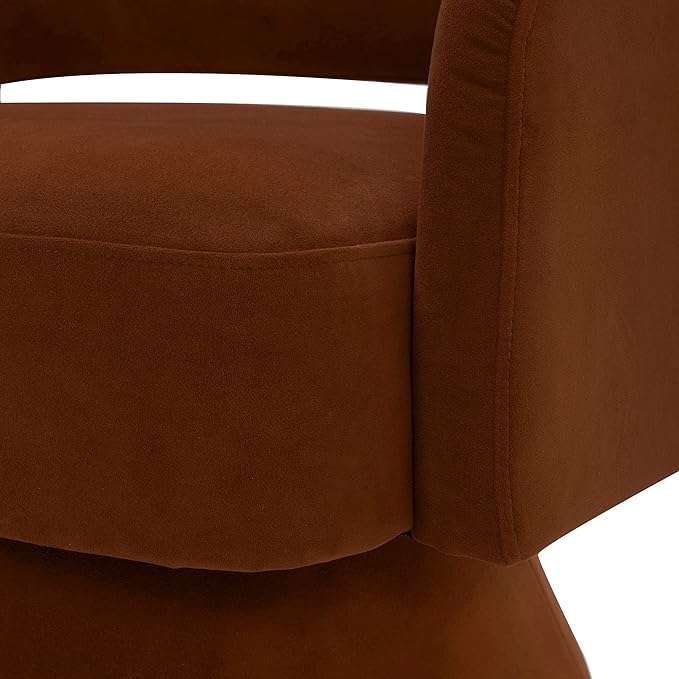 Zoervyn Swivel Rust Red Velvet Lounge Chair