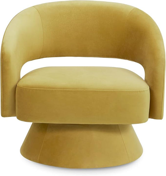 Zoervyn Swivel Mustard Yellow Velvet Lounge Chair
