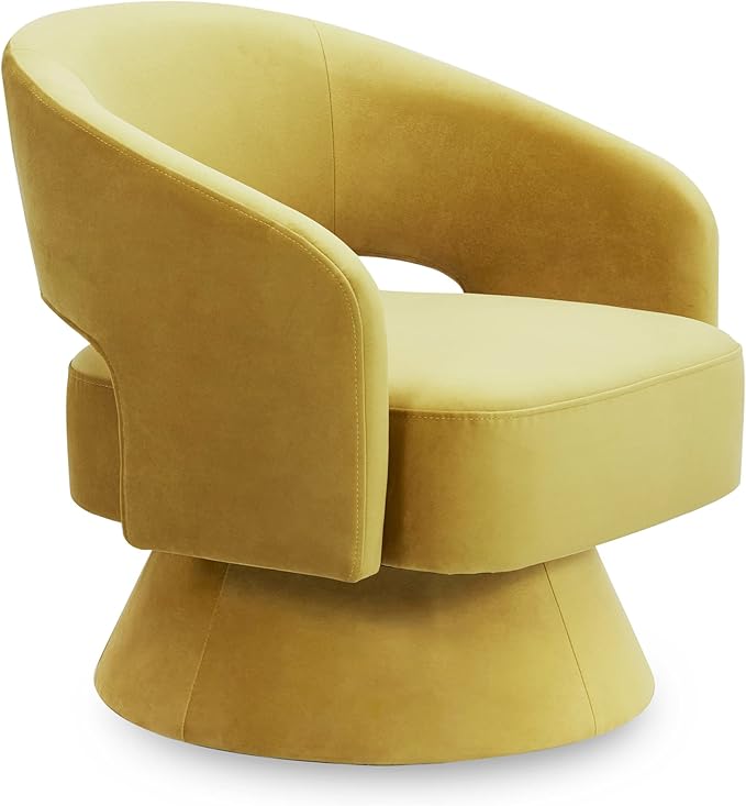 Zoervyn Swivel Mustard Yellow Velvet Lounge Chair