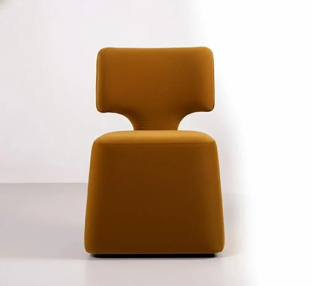 Zoerven Abstract Form Ochre Mustard Velvet Suede Lounge Chair