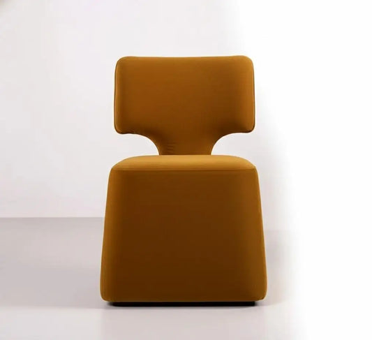 Zoerven Abstract Form Ochre Mustard Velvet Suede Lounge Chair
