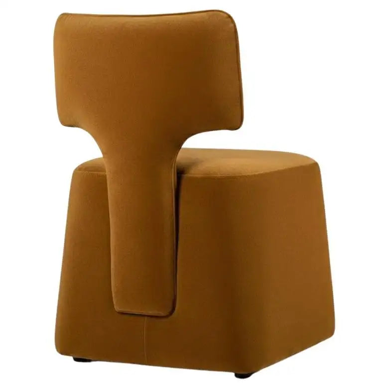 Zoerven Abstract Form Ochre Mustard Velvet Suede Lounge Chair