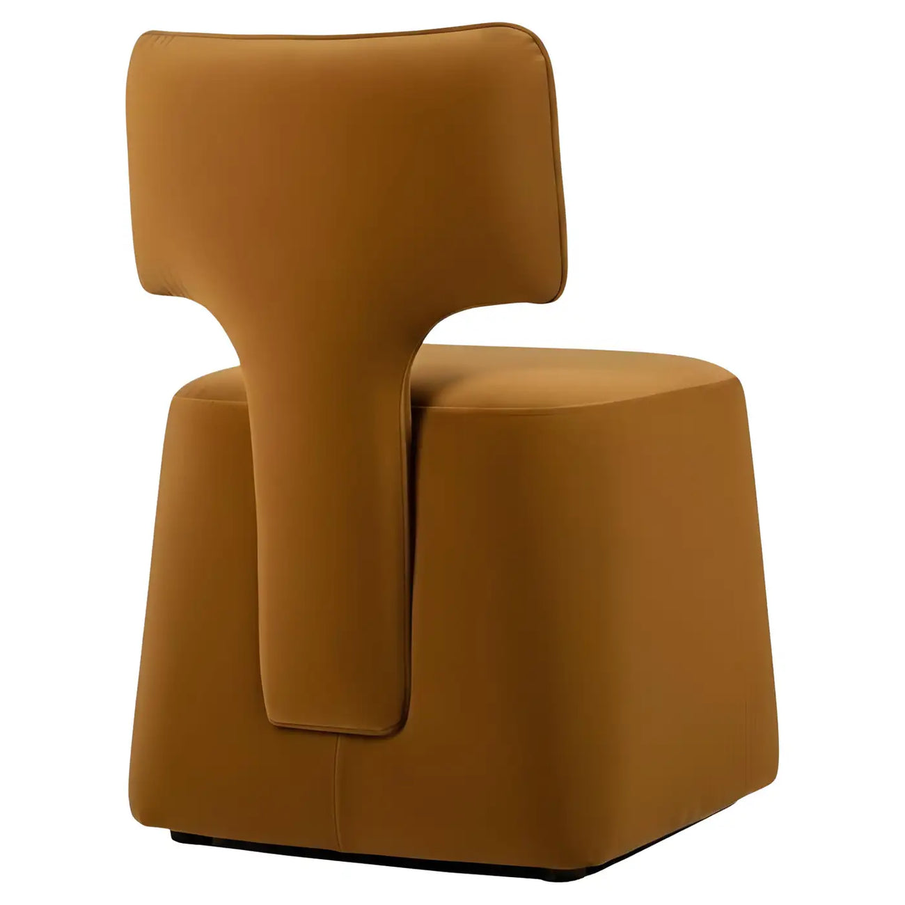 Zoerven Abstract Form Ochre Mustard Velvet Suede Lounge Chair