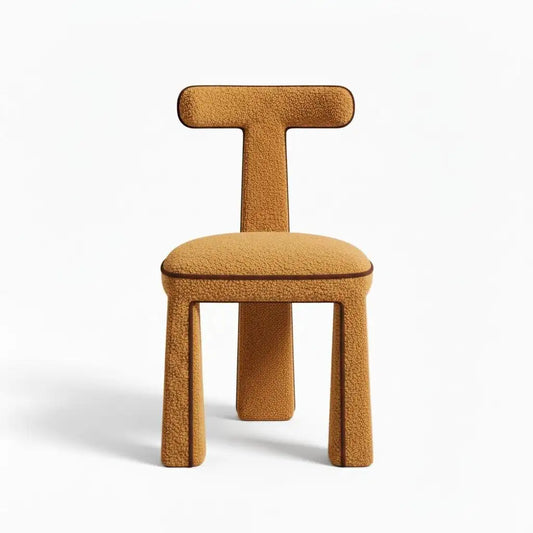 Eleion Minimal Form Orange Boucle Dining Chair