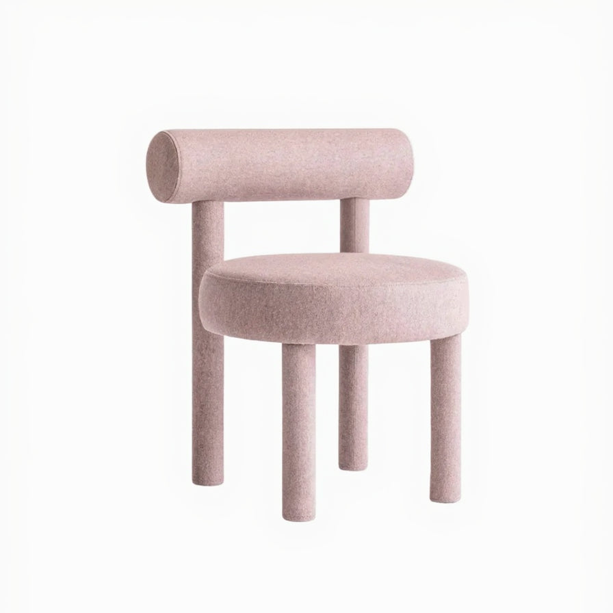 Elevara Cylinder Back Blush Pink Cotton Boucle Dining Chair