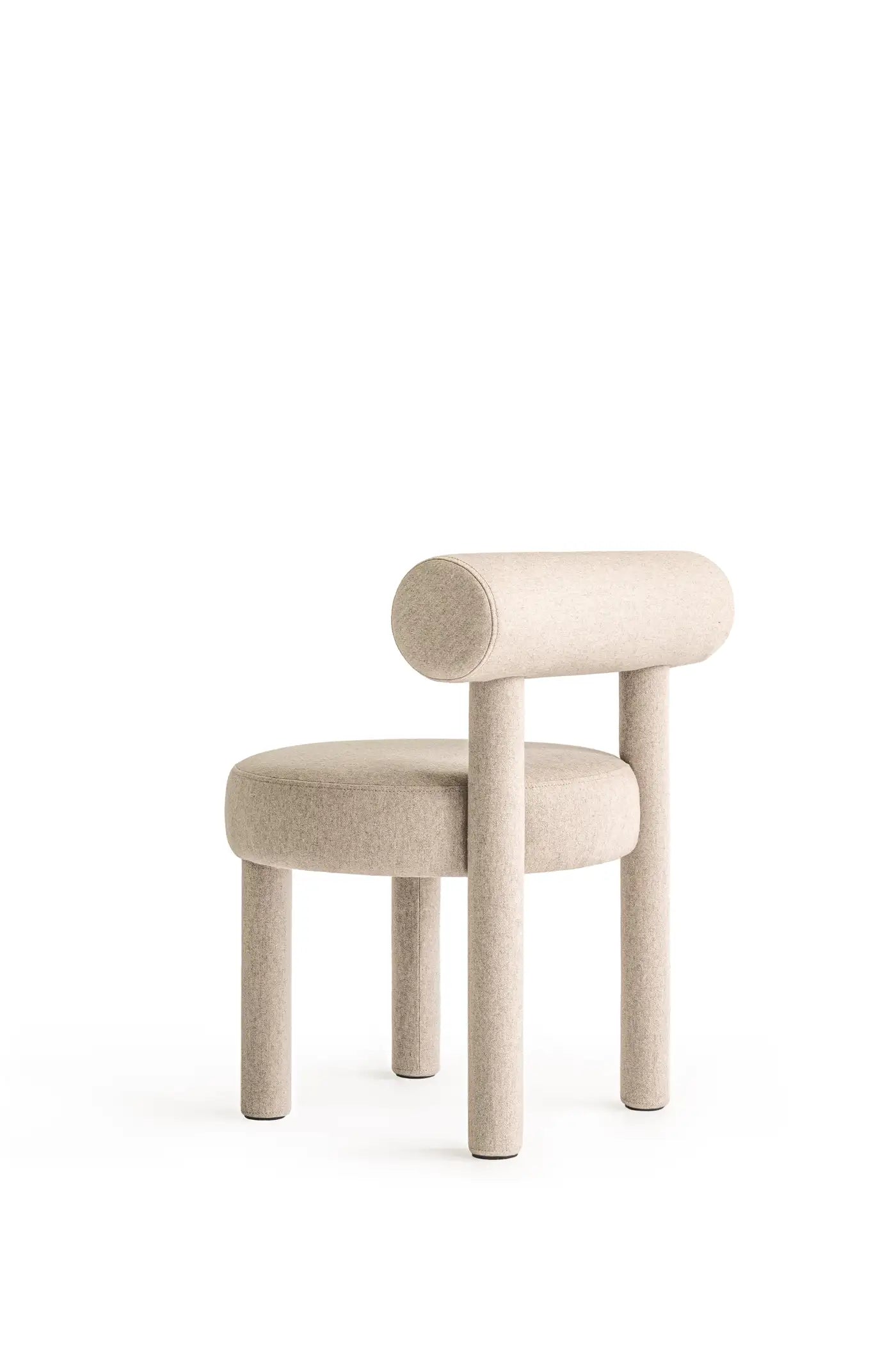 Elevara Cylinder Back Soft Ivory Velvet Dining Chair