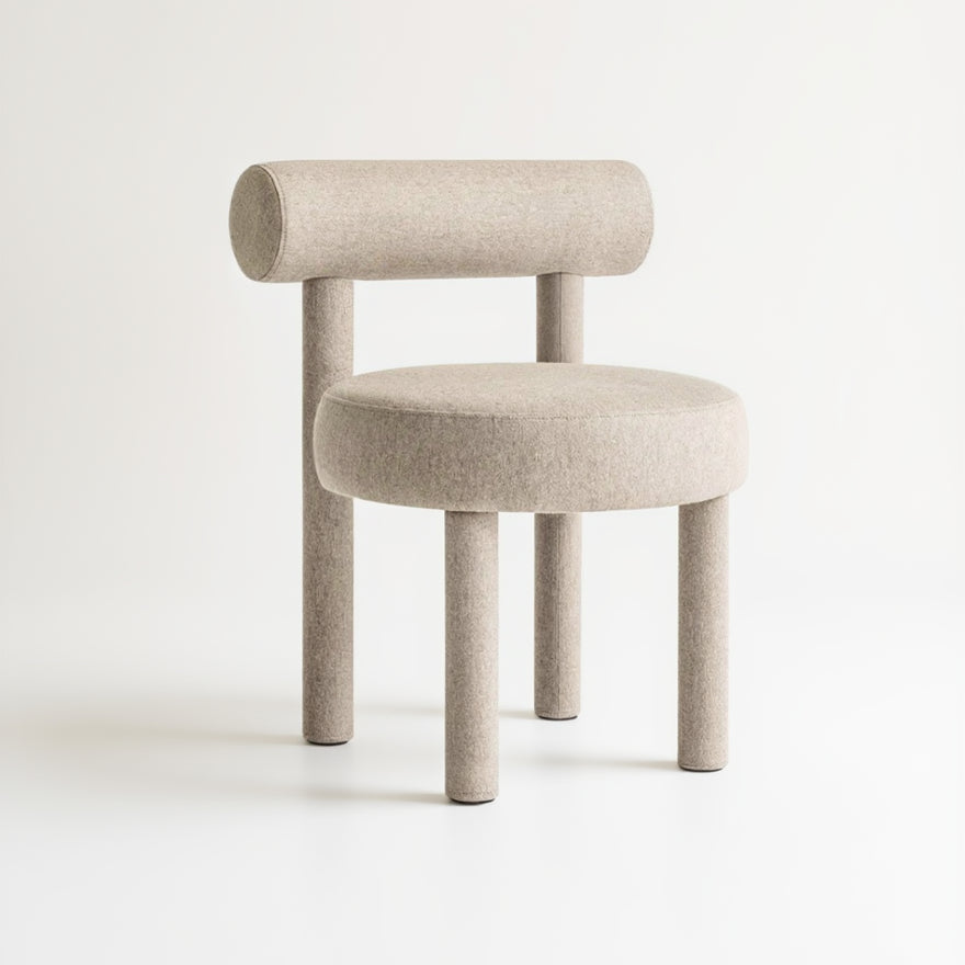 Elevara Cylinder Back Soft Ivory Velvet Dining Chair