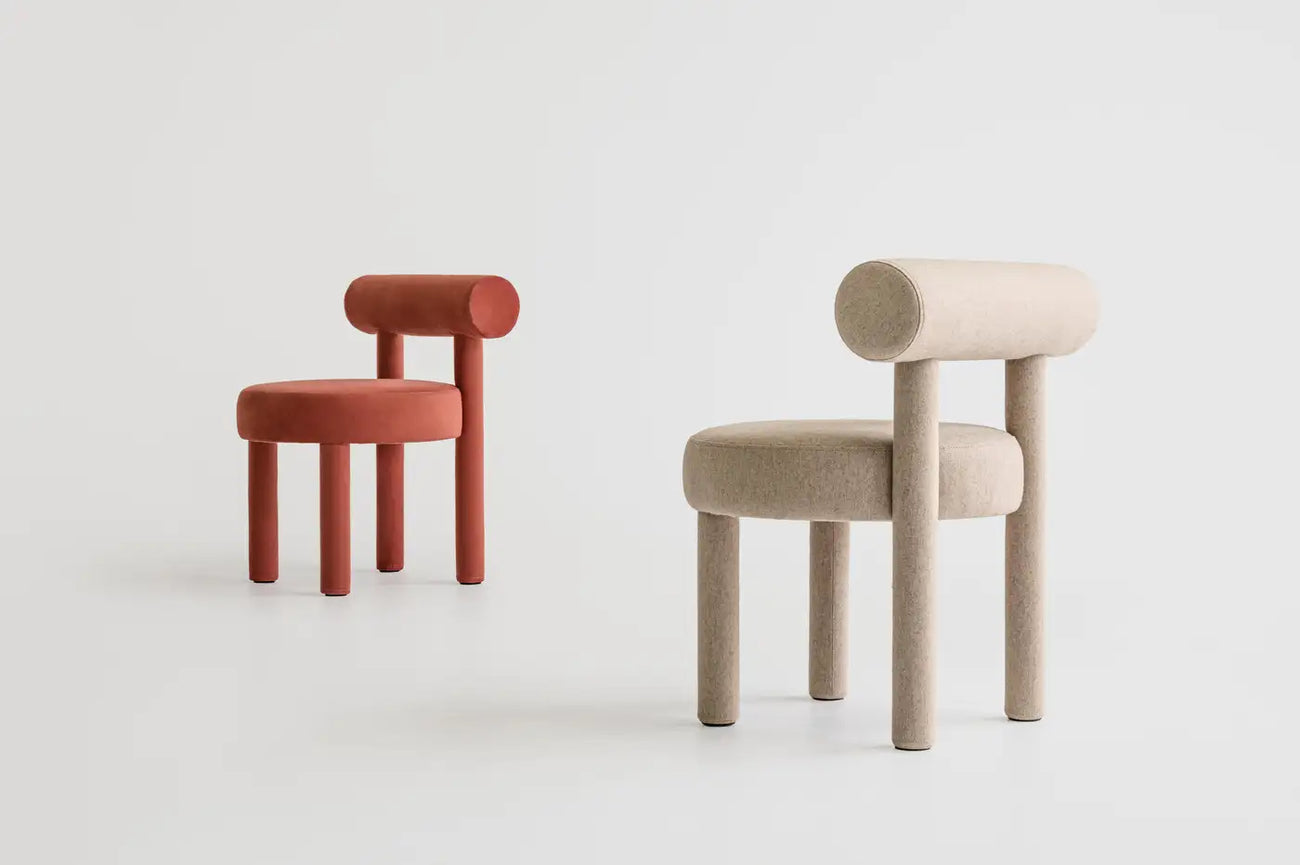 Elevara Cylinder Back Terracotta Rust Cotton Boucle Dining Chair