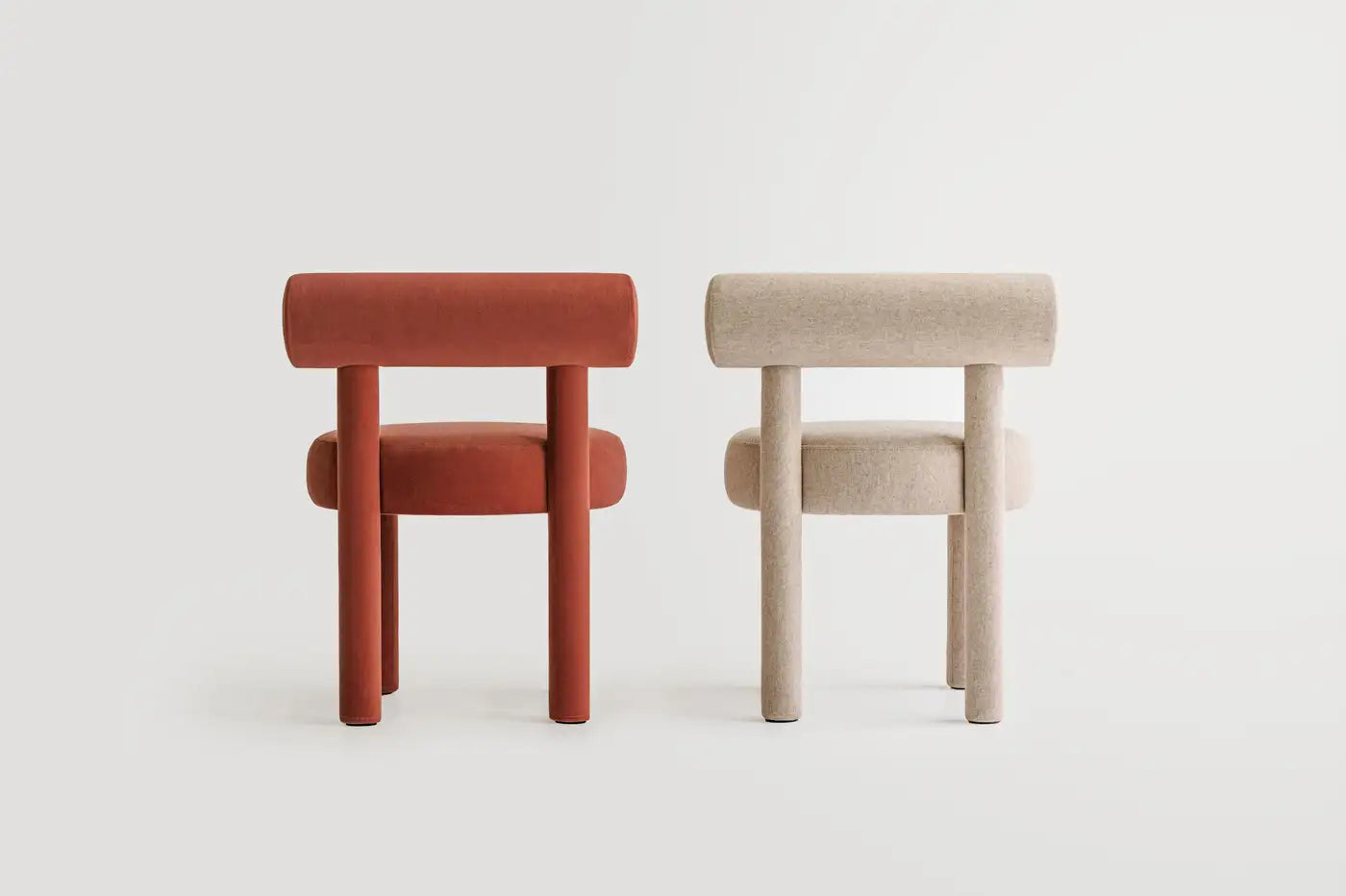 Elevara Cylinder Back Terracotta Rust Cotton Boucle Dining Chair
