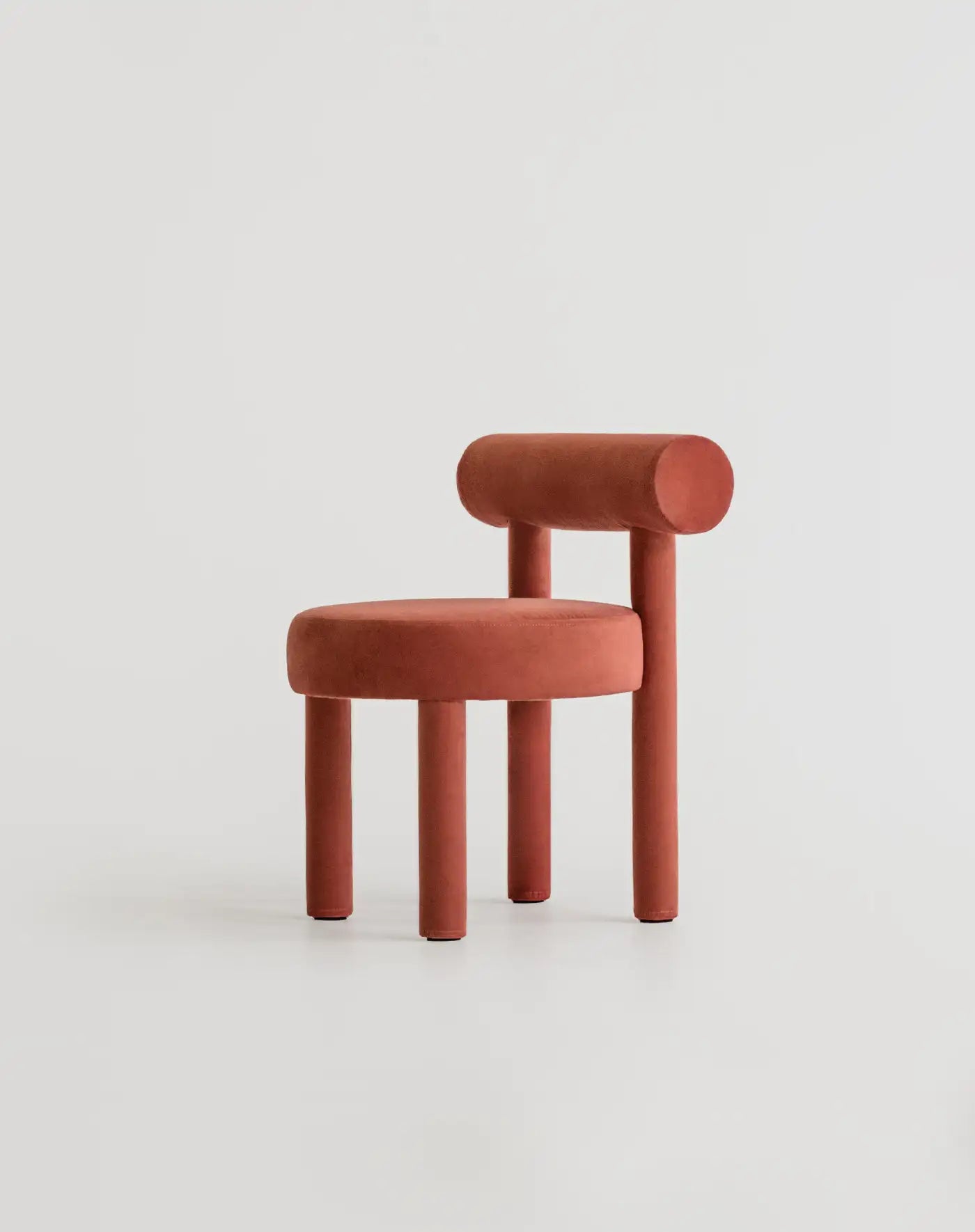 Elevara Cylinder Back Terracotta Rust Cotton Boucle Dining Chair