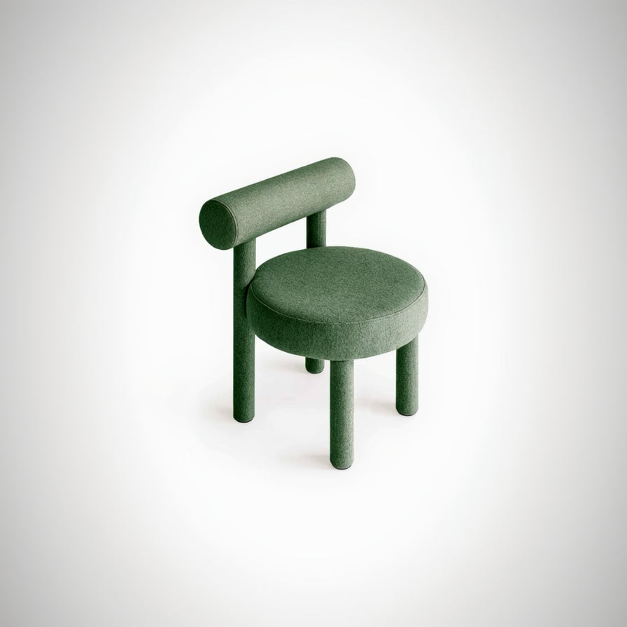 Elevara Cylinder Back Olive Green Cotton Boucle Dining Chair