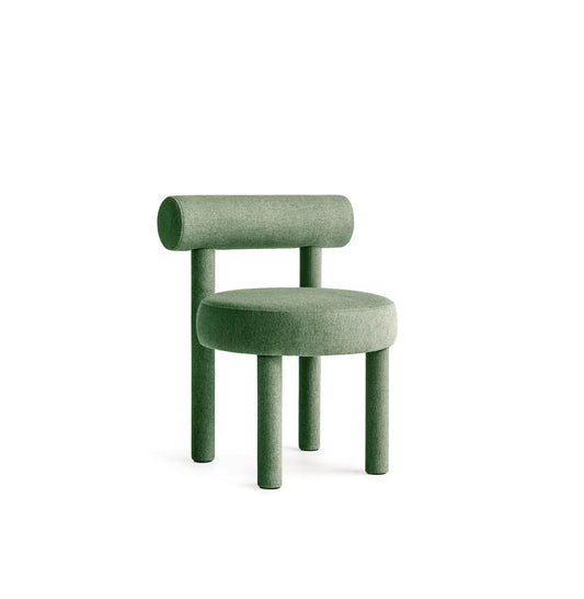 Elevara Cylinder Back Olive Green Cotton Boucle Dining Chair