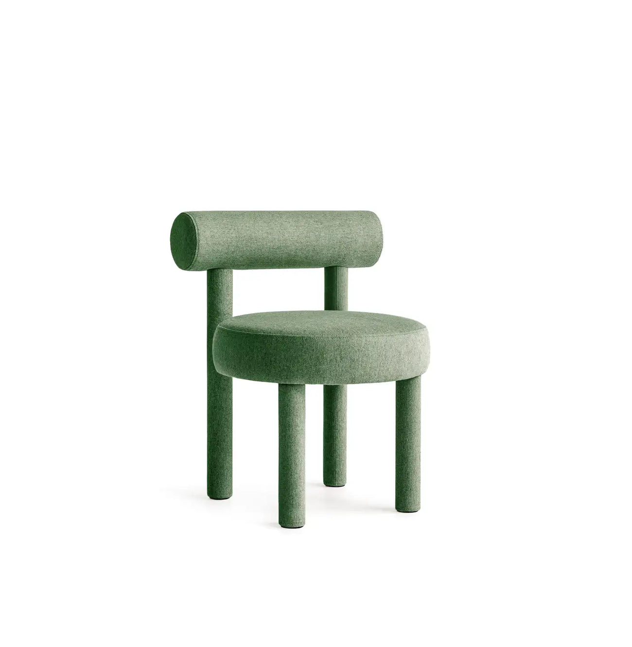 Elevara Cylinder Back Olive Green Cotton Boucle Dining Chair