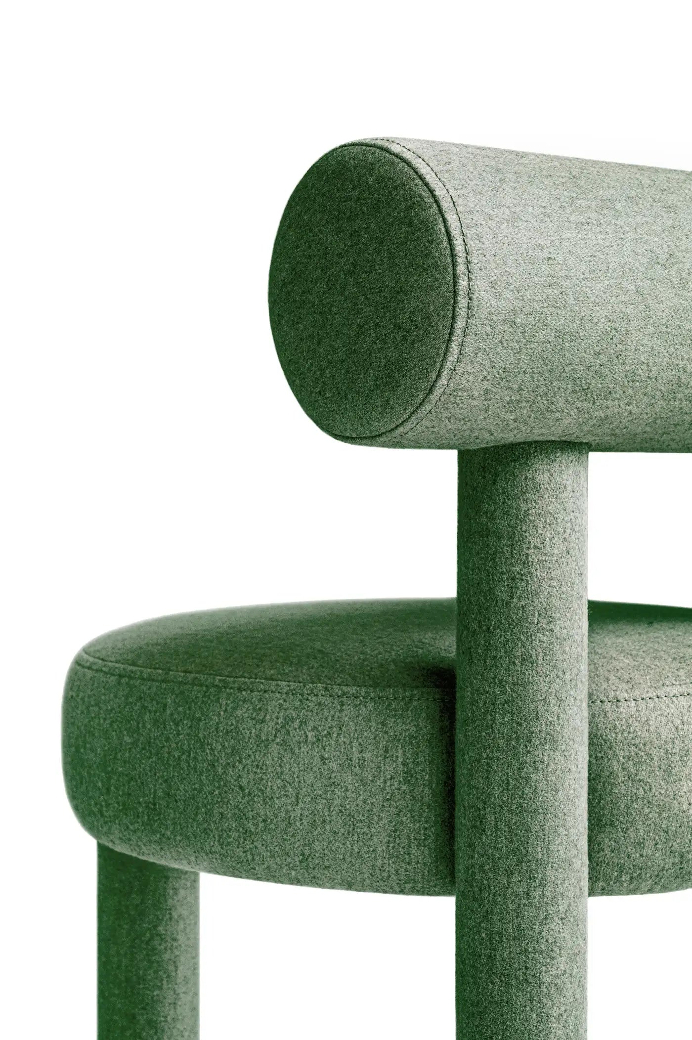 Elevara Cylinder Back Olive Green Cotton Boucle Dining Chair