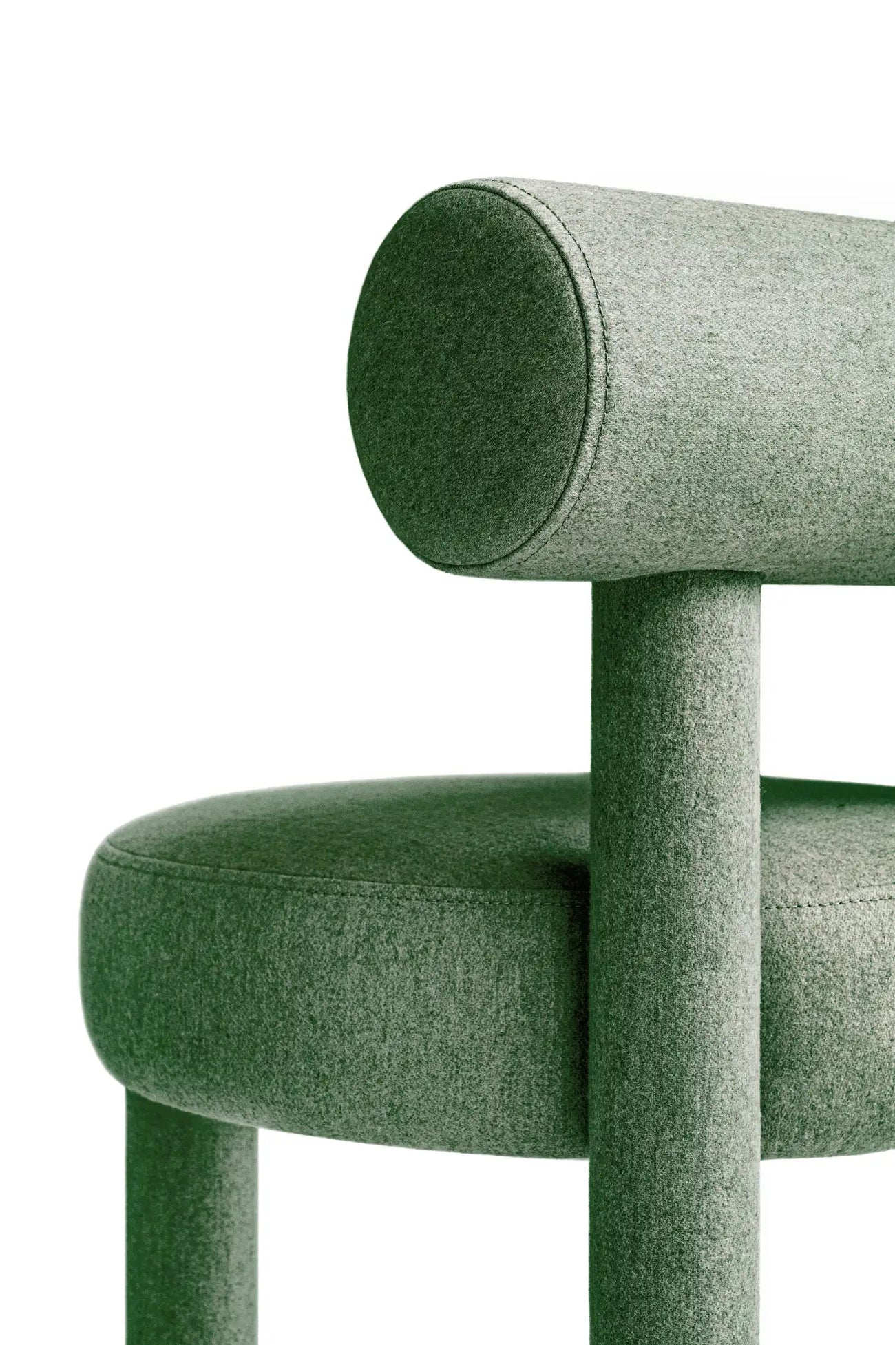 Elevara Cylinder Back Olive Green Cotton Boucle Dining Chair