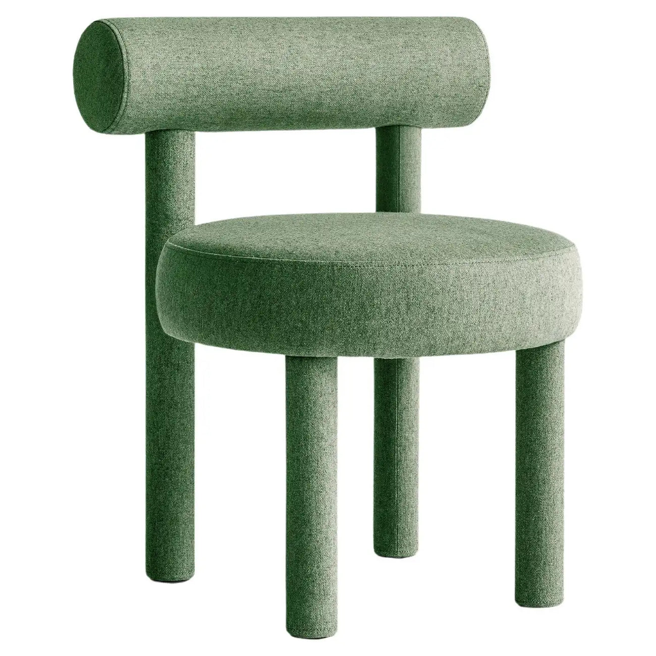 Elevara Cylinder Back Olive Green Cotton Boucle Dining Chair