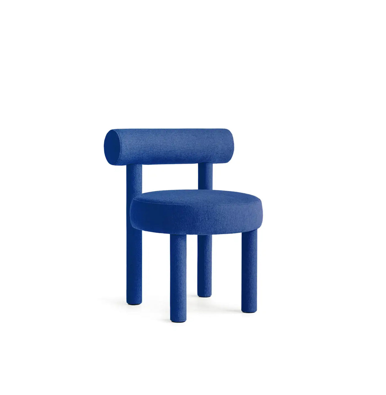 Elevara Cylinder Back Dark Blue Cotton Boucle Dining Chair