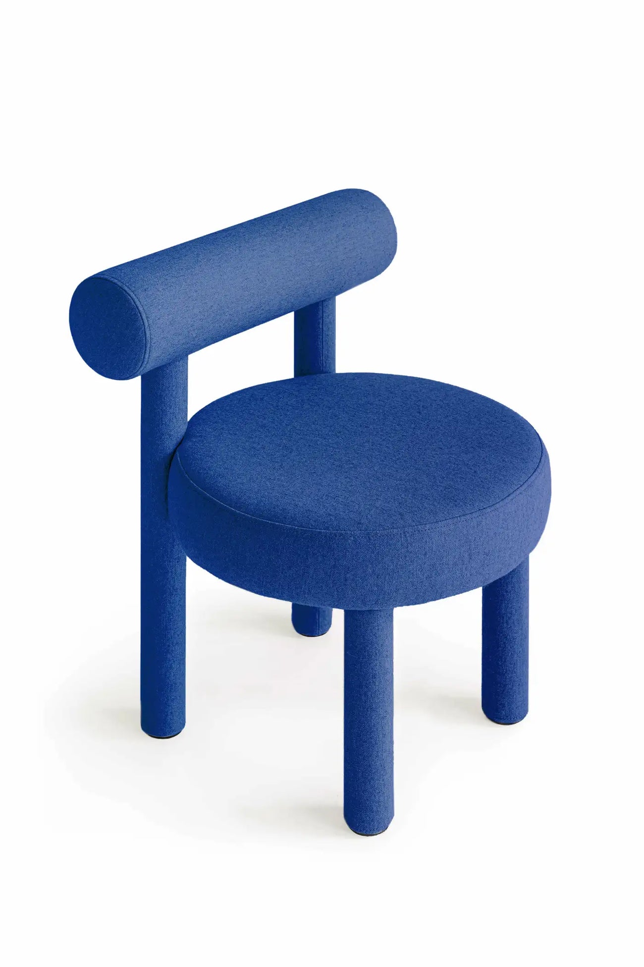 Elevara Cylinder Back Dark Blue Cotton Boucle Dining Chair