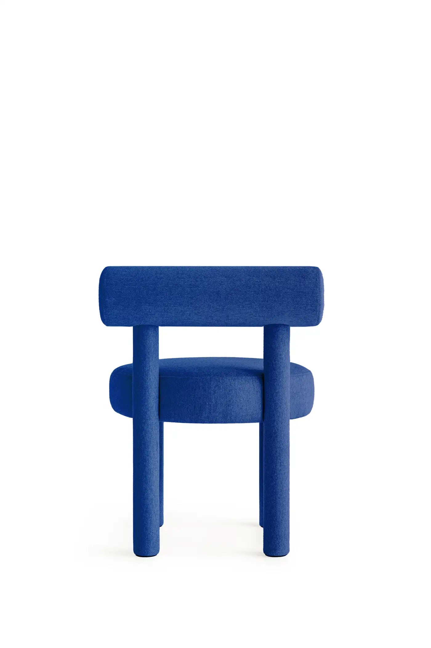 Elevara Cylinder Back Dark Blue Cotton Boucle Dining Chair