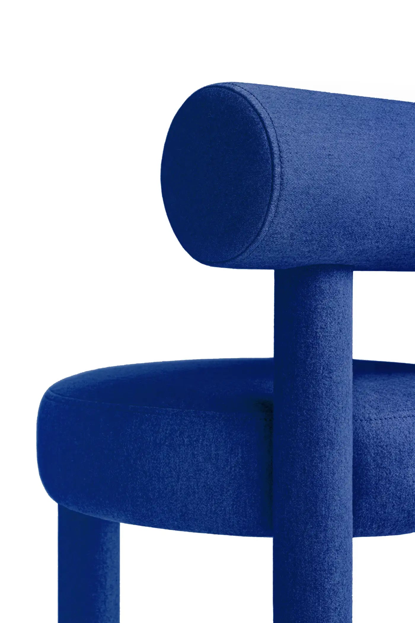 Elevara Cylinder Back Dark Blue Cotton Boucle Dining Chair