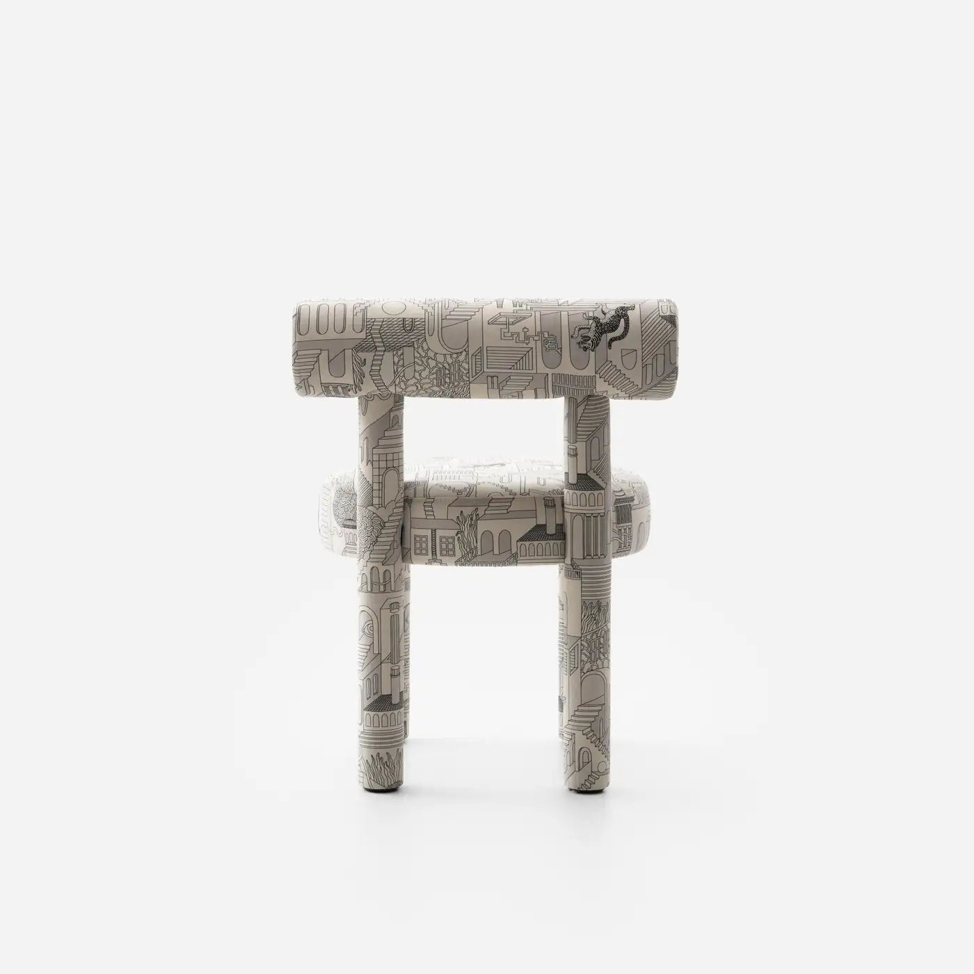Moenvra Printed Ash Grey Pattern Velvet Dining Chair
