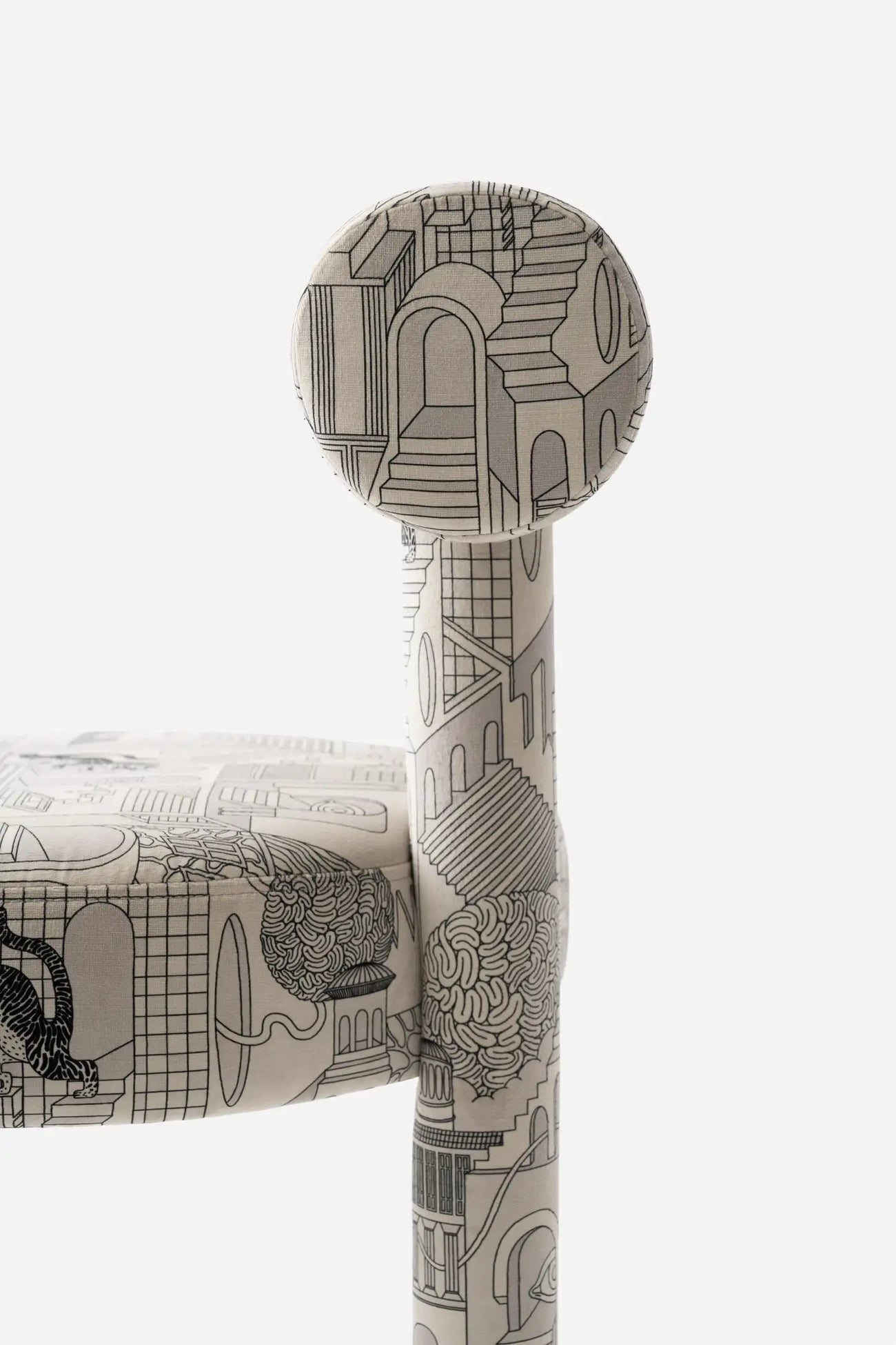 Moenvra Printed Ash Grey Pattern Velvet Dining Chair