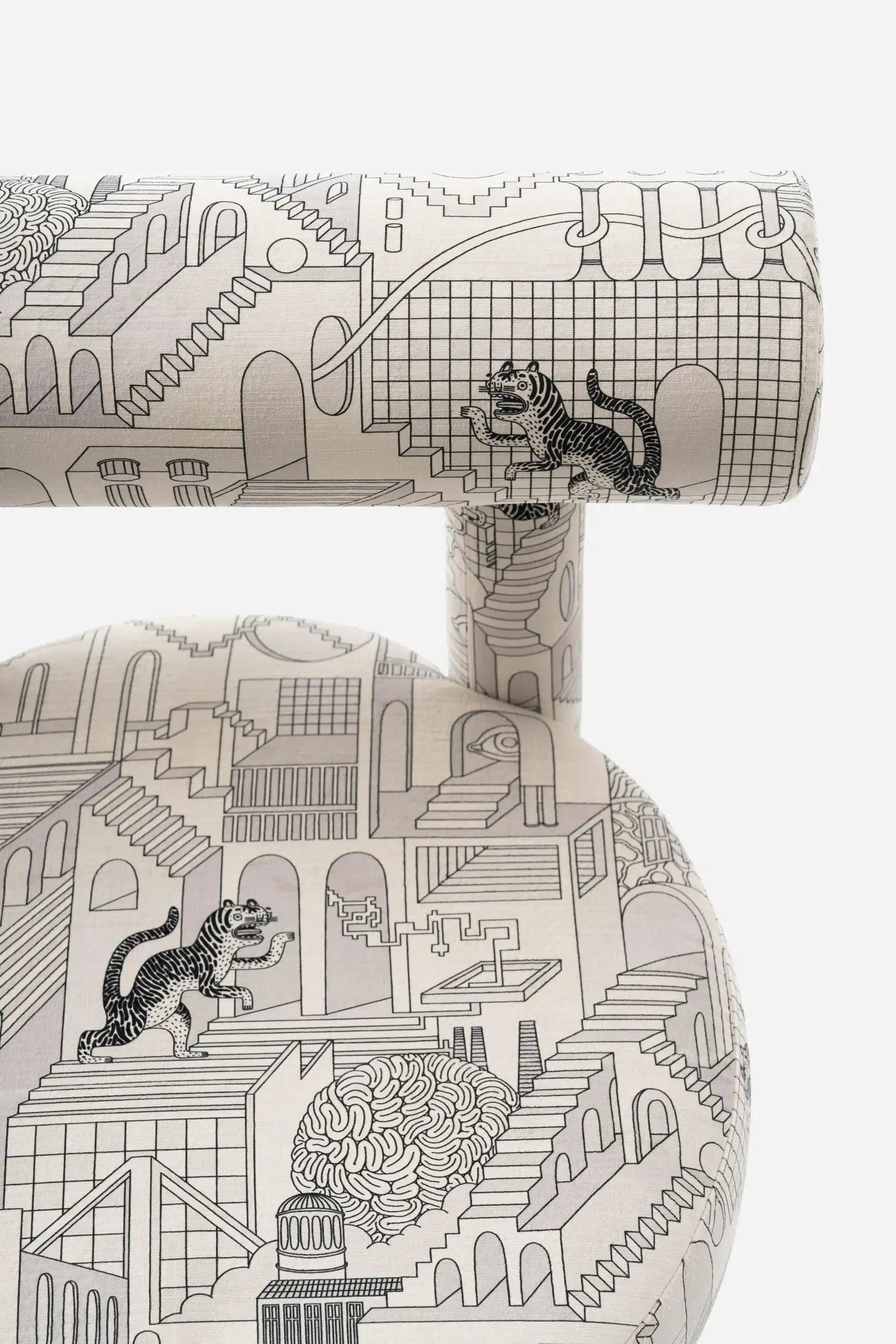 Moenvra Printed Ash Grey Pattern Velvet Dining Chair