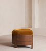 Treevino Wooden Arm Amber Brown Velvet Suede Lounge Chair