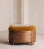 Treevino Wooden Arm Amber Brown Velvet Suede Lounge Chair