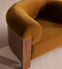 Treevino Wooden Arm Amber Brown Velvet Suede Lounge Chair