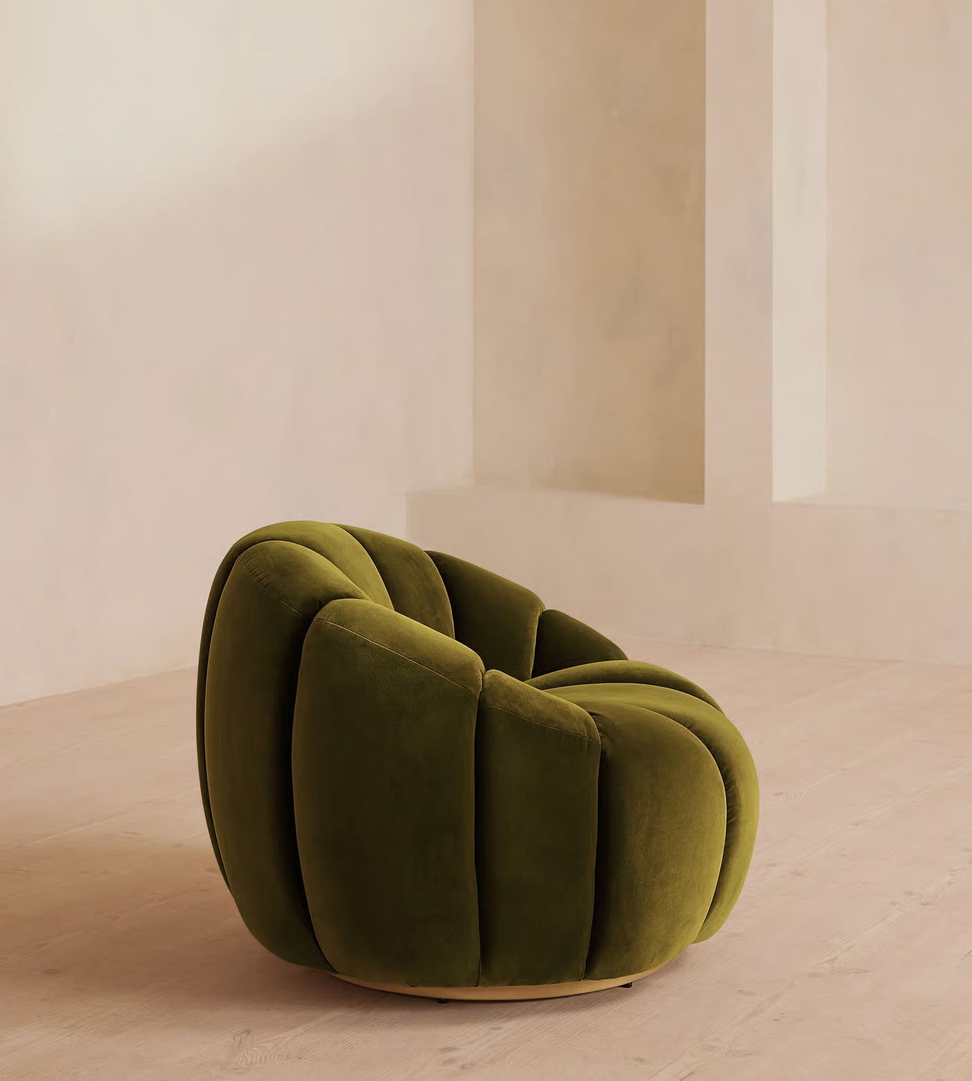 Fleoriane Petal Swivel Olive Velvet Suede Lounge Chair