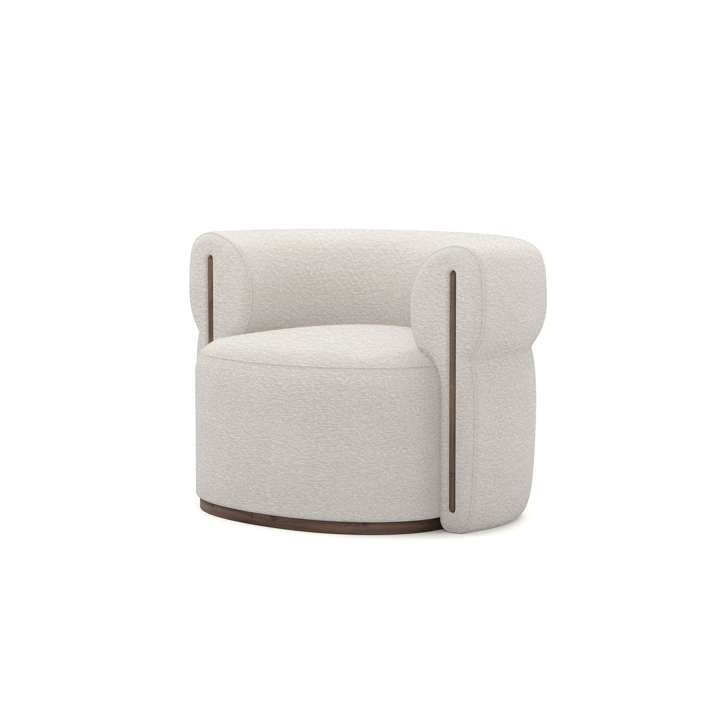 Caevello Modern Barrel Ivory Boucle Lounge Chair