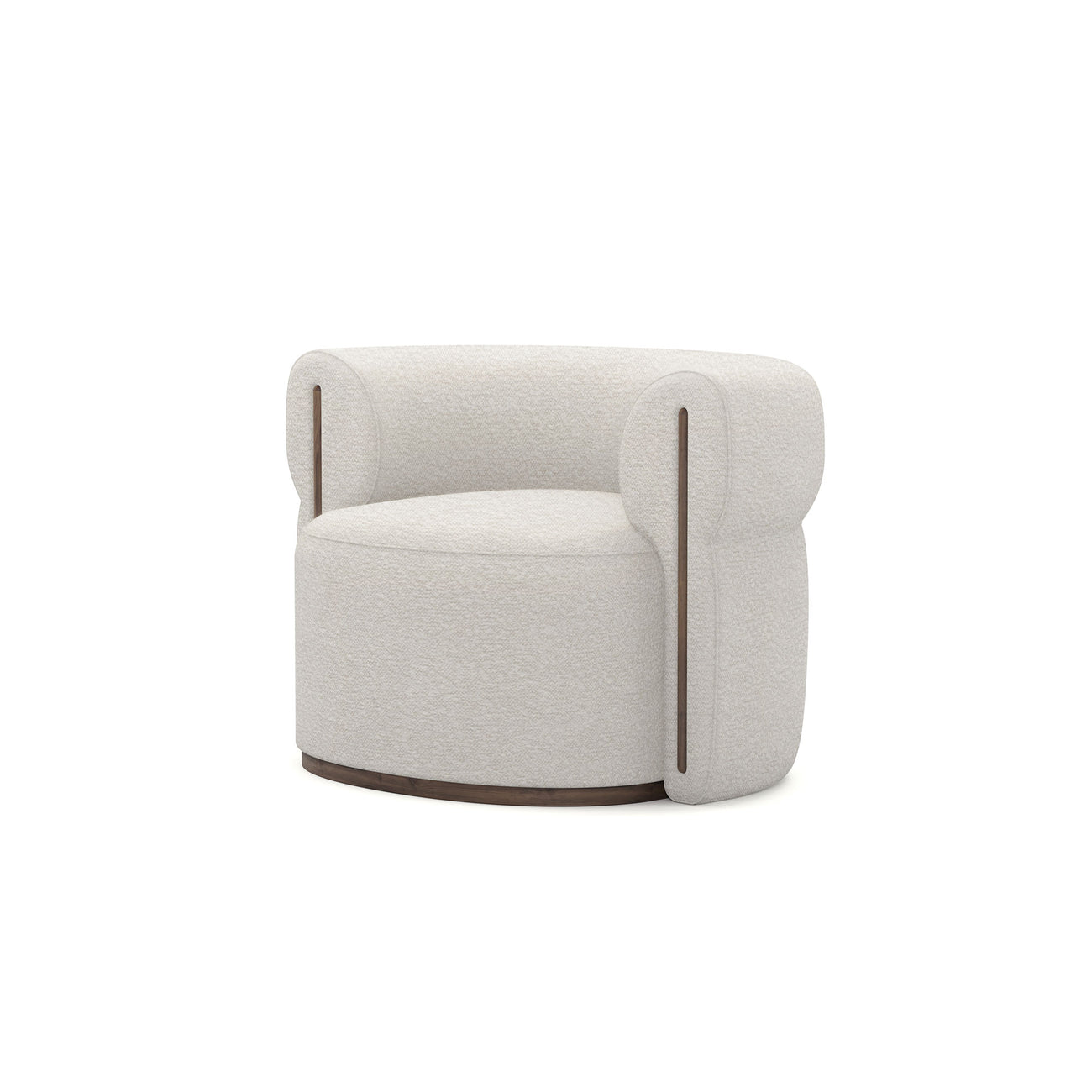 Caevello Modern Barrel Ivory Boucle Lounge Chair