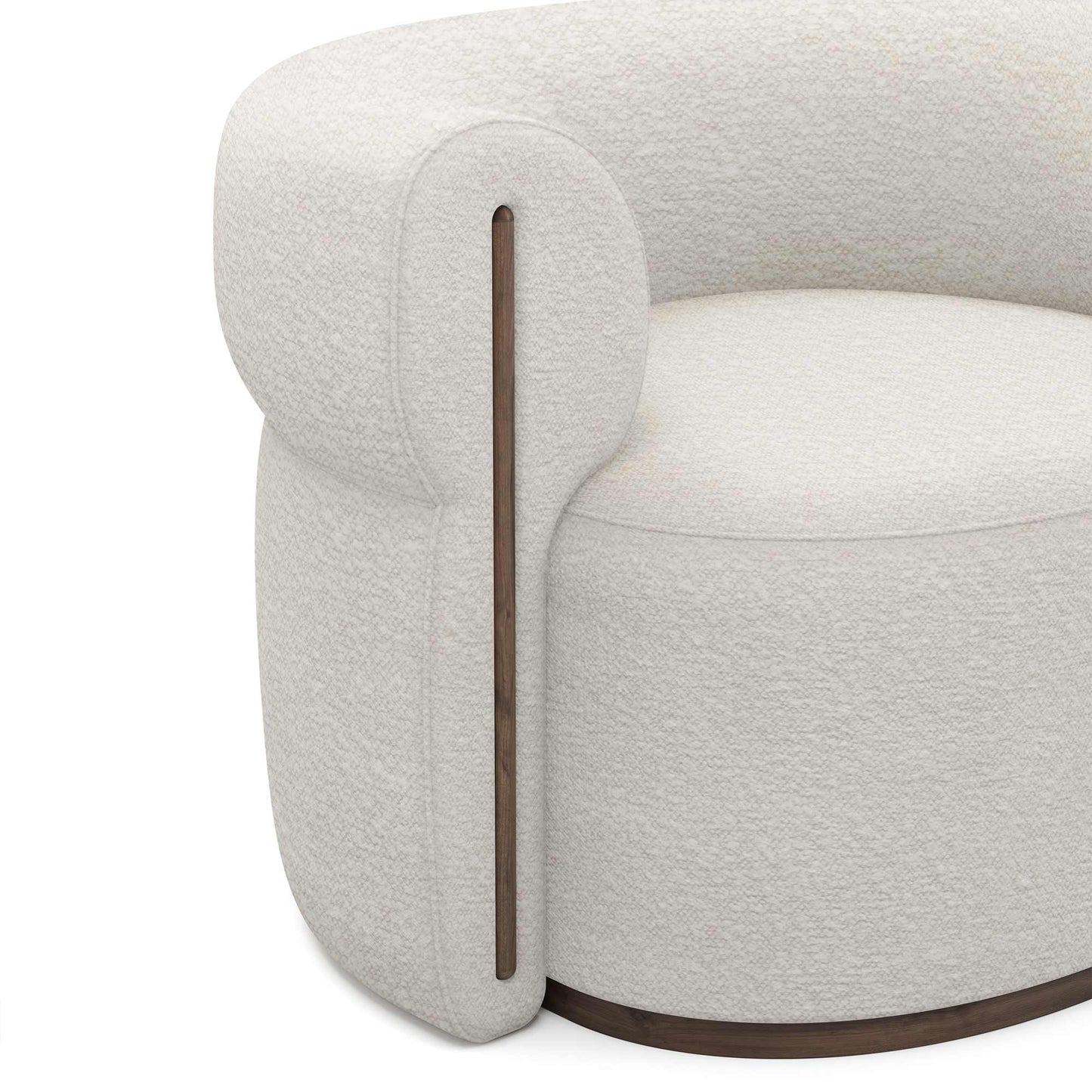 Caevello Modern Barrel Ivory Boucle Lounge Chair