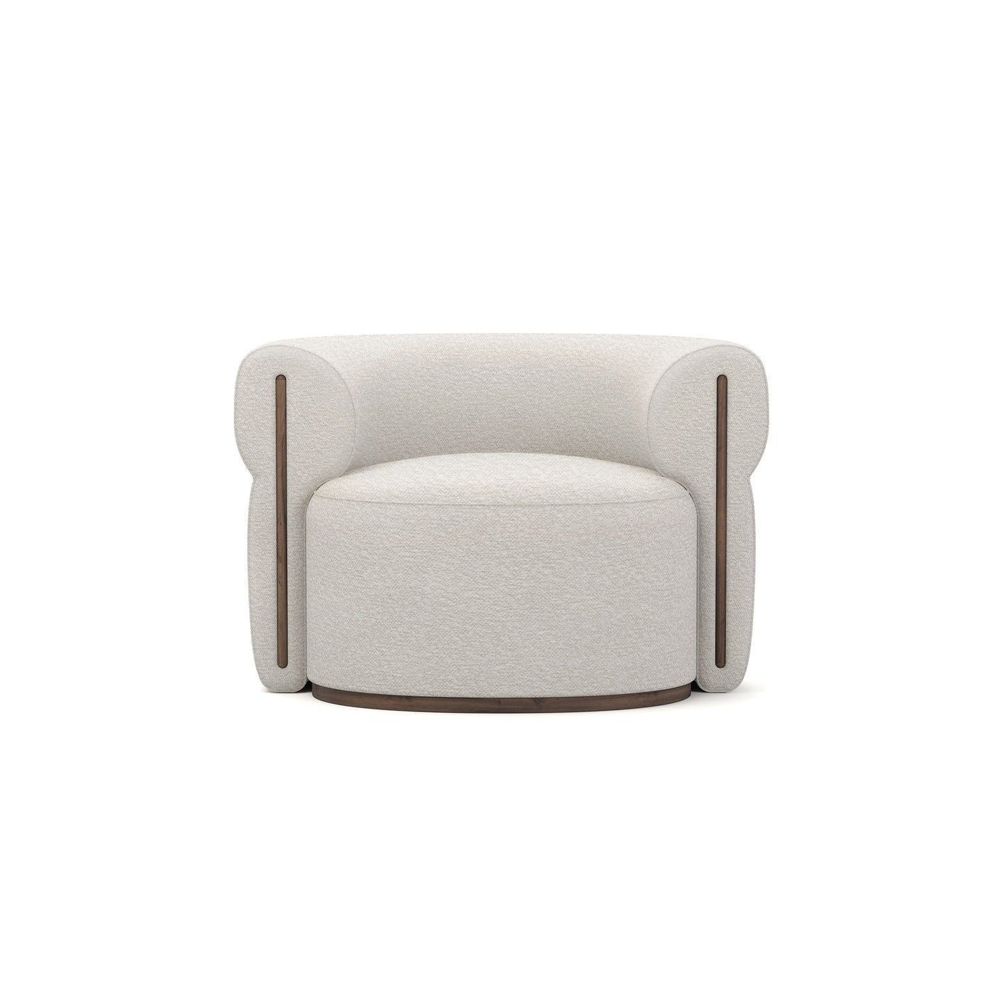 Caevello Modern Barrel Ivory Boucle Lounge Chair