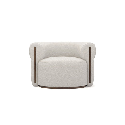 Caevello Modern Barrel Ivory Boucle Lounge Chair