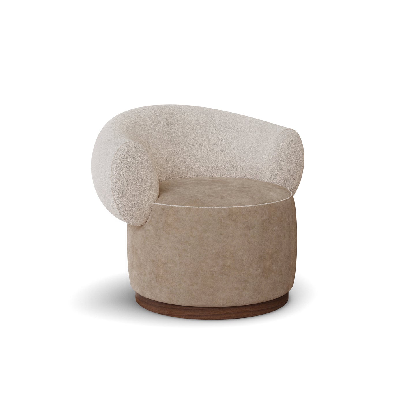 Seerlune Soft Curve Beige Boucle / Velvet Lounge Chair