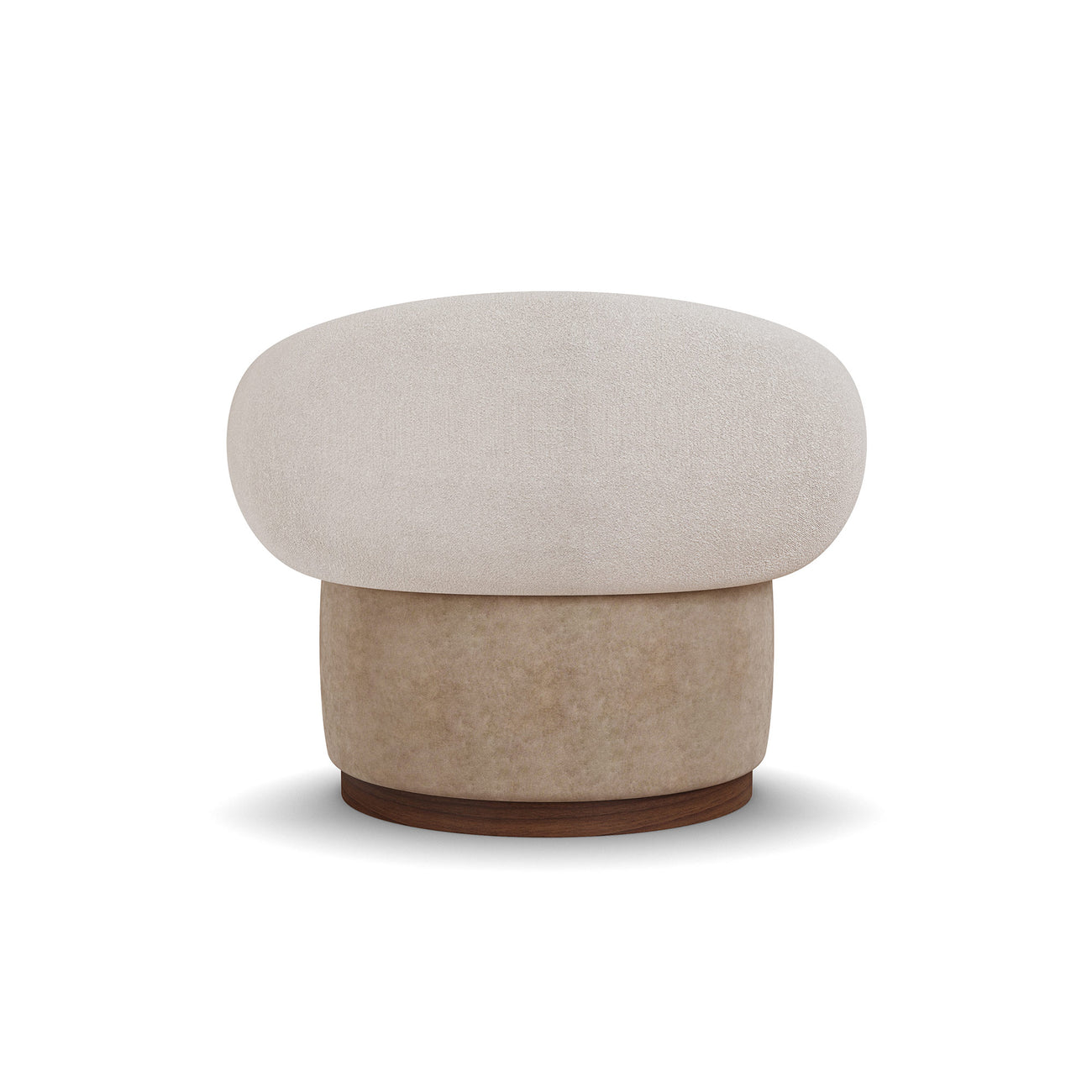 Seerlune Soft Curve Beige Boucle / Velvet Lounge Chair