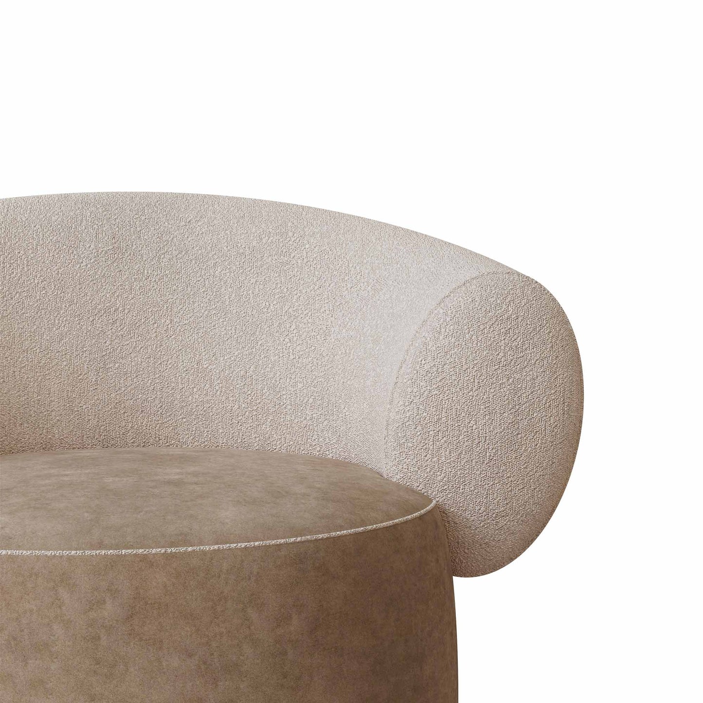 Seerlune Soft Curve Beige Boucle / Velvet Lounge Chair