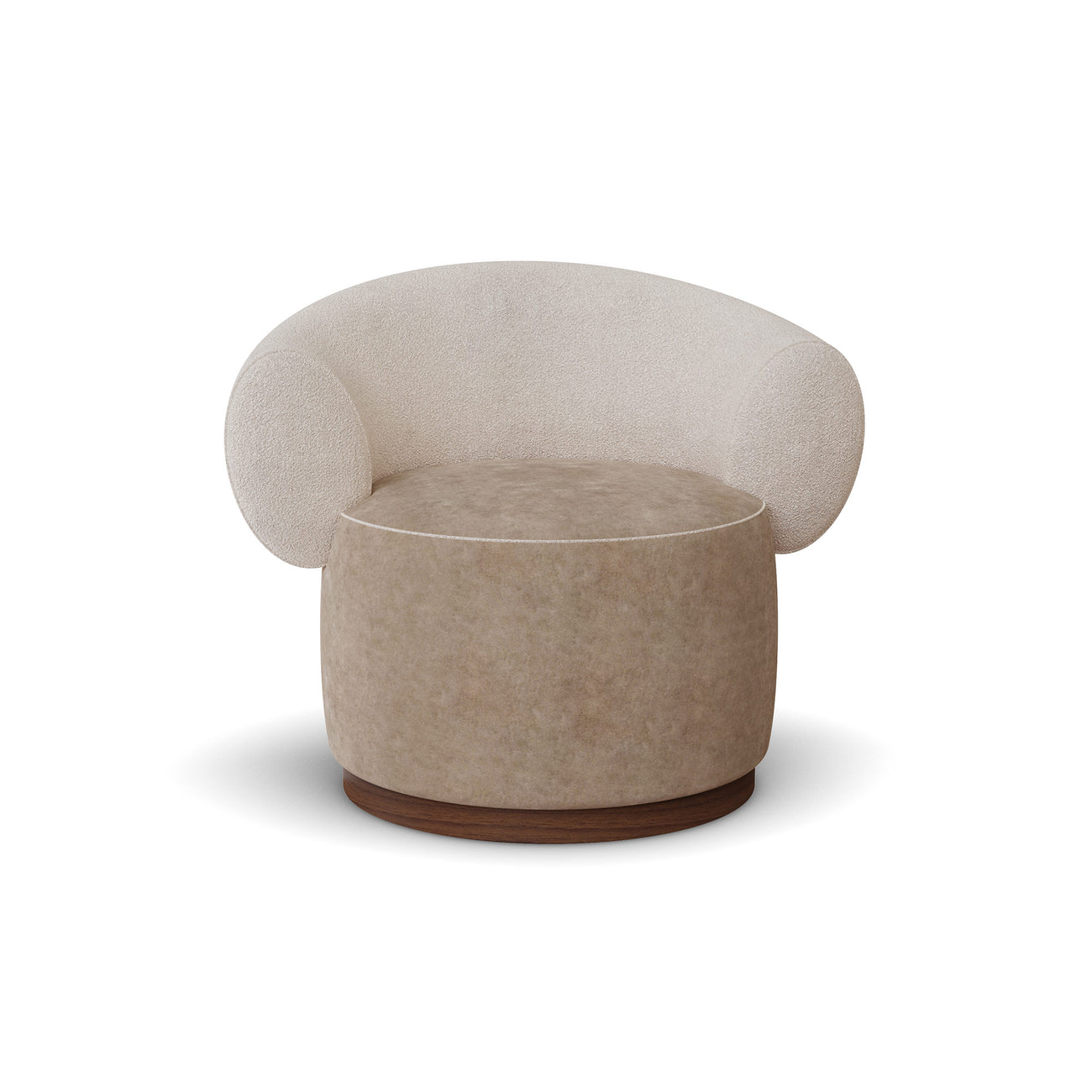 Seerlune Soft Curve Beige Boucle / Velvet Lounge Chair