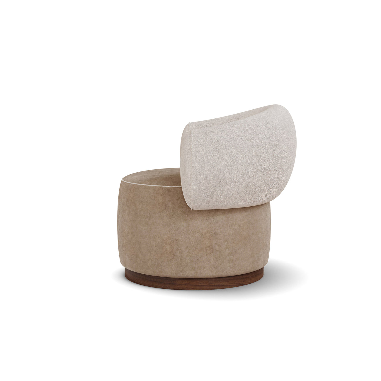 Seerlune Soft Curve Beige Boucle / Velvet Lounge Chair