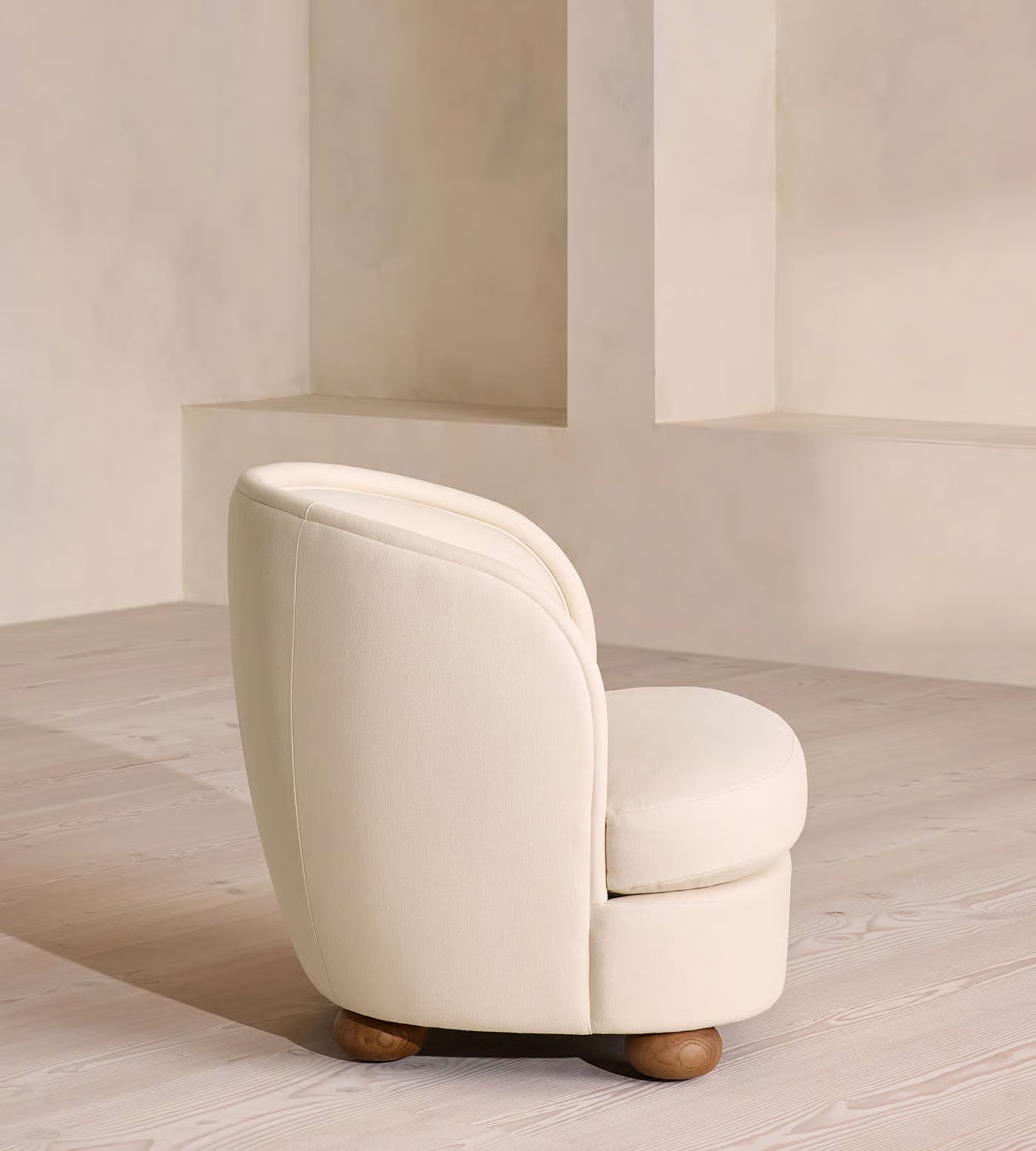 Elevara Petite Ivory Velvet Suede Lounge Chair