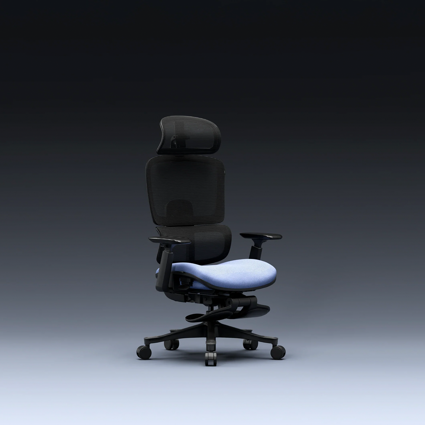 CrimsonMesh Periwinkle Blue Office Chair with Footrest