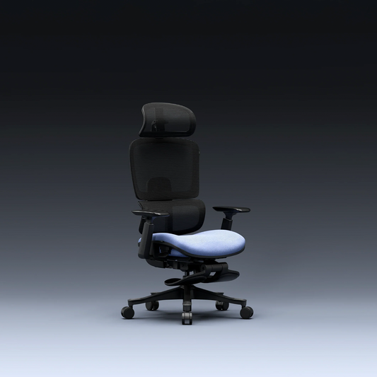 CrimsonMesh Periwinkle Blue Office Chair with Footrest