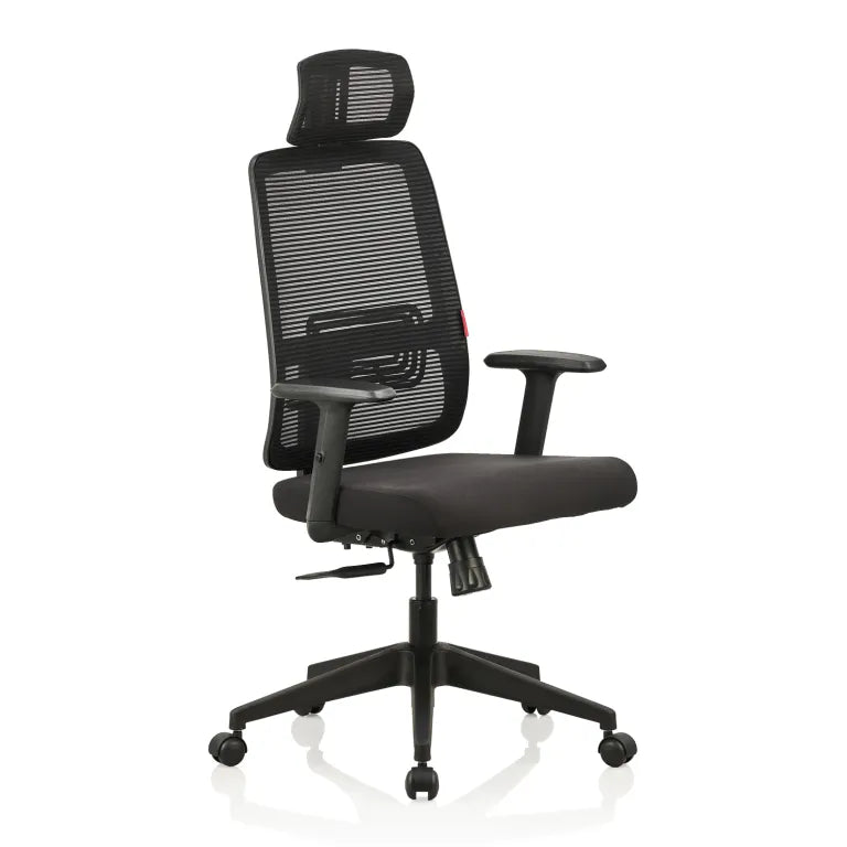 Versa High Back Mesh Chair with Single Lock Synchro Mechanism & Fabric Upholstered Seat