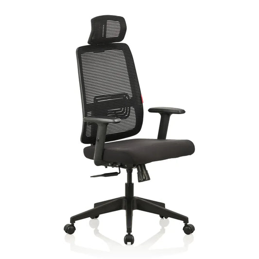 Versa High Back Mesh Chair with Single Lock Synchro Mechanism & Fabric Upholstered Seat