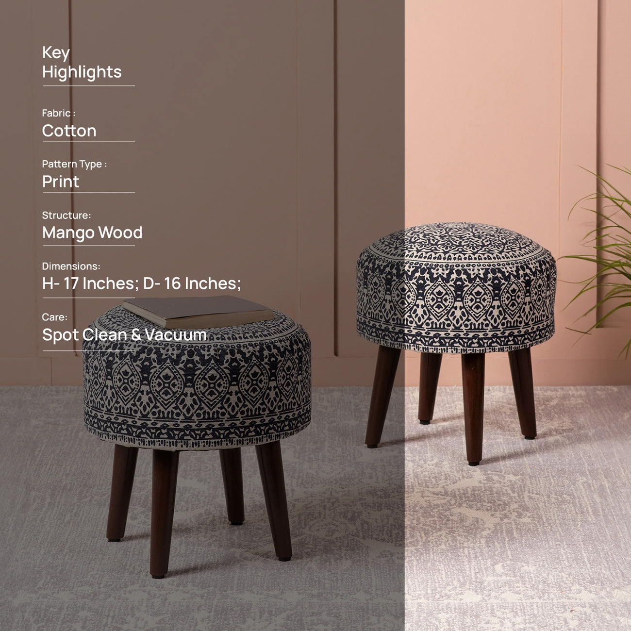 Furniture Ottomans Ottoman Stool Grey Buy Modern Printed Ottoman