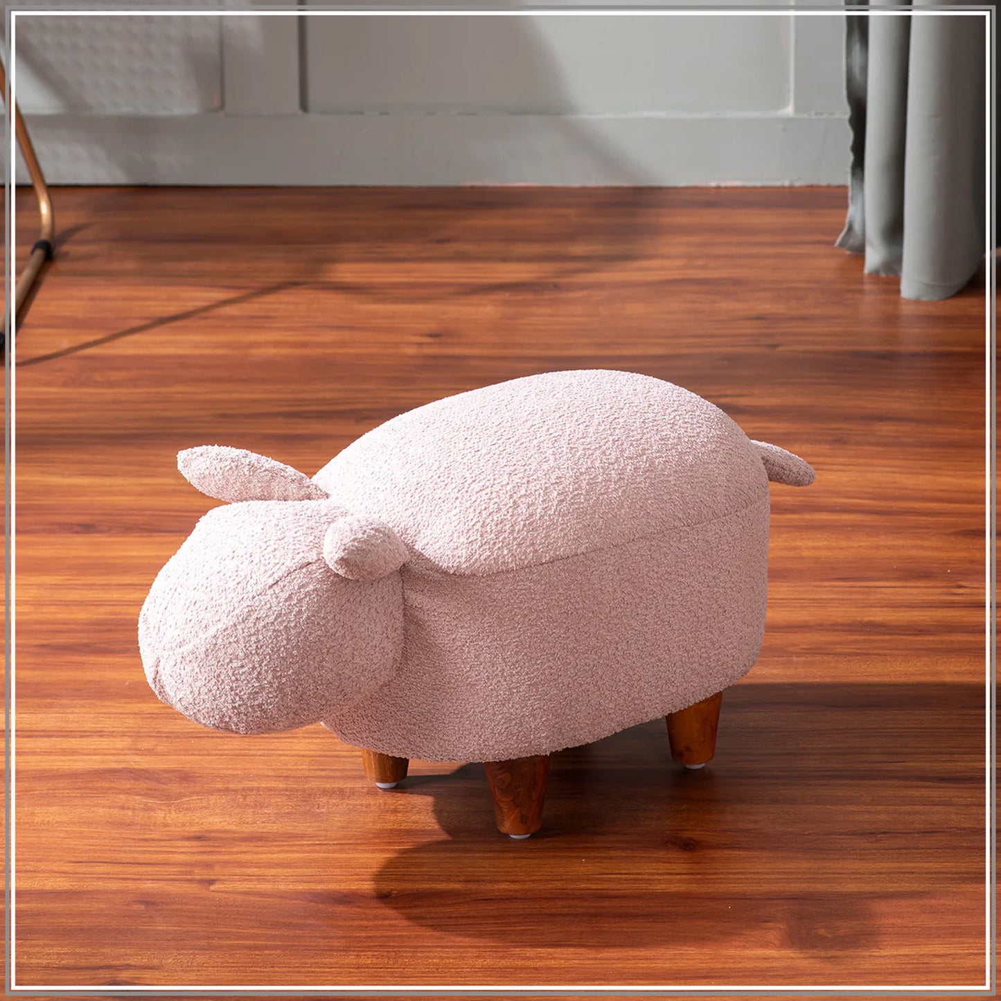 Whiskers Collection Bunny Rabbit Pouf Seating For Kids Room Pink