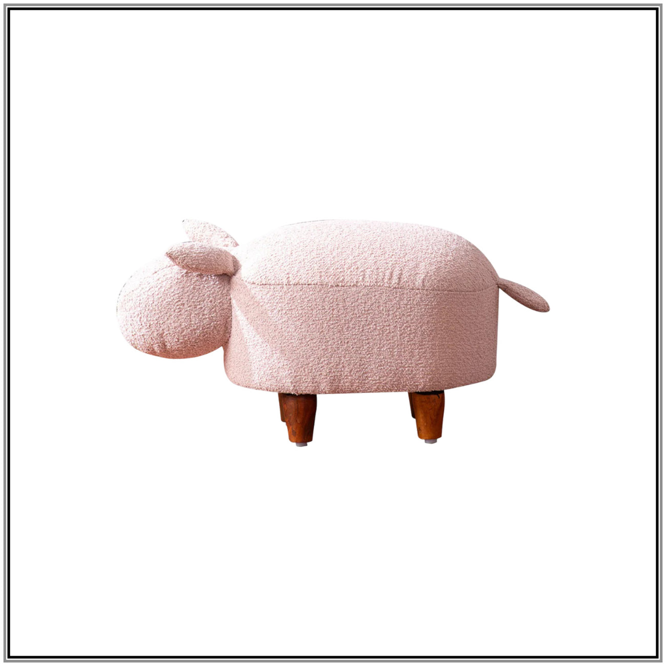 Whiskers Collection Bunny Rabbit Pouf Seating For Kids Room Pink